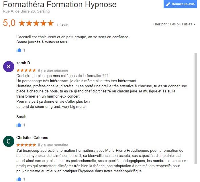 témoignages formation hypnose formathera