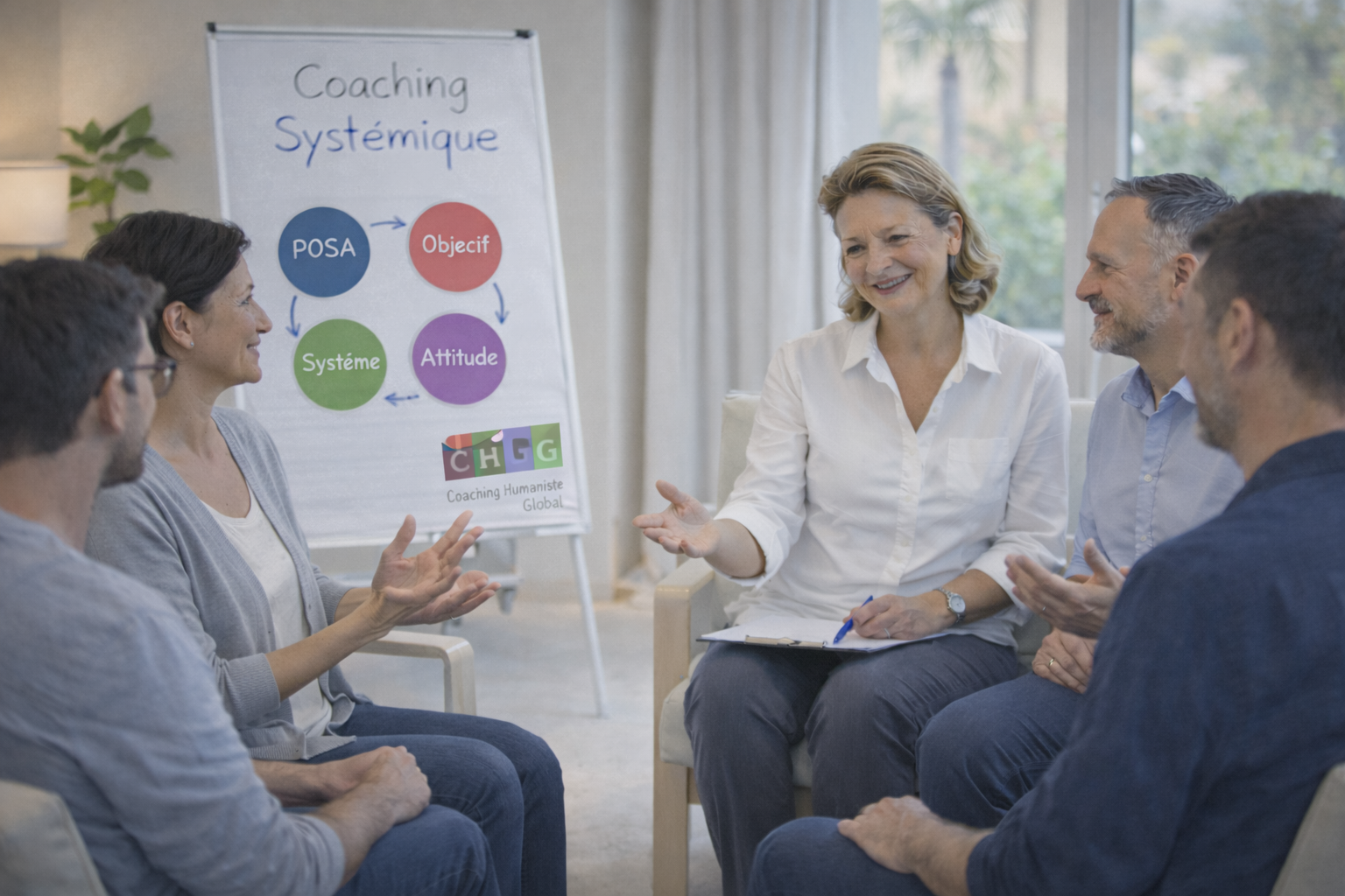Formation-Coaching Liege Formation en coaching systémique à Liège – travail en petit groupe autour du modèle POSA chez FormaThéra