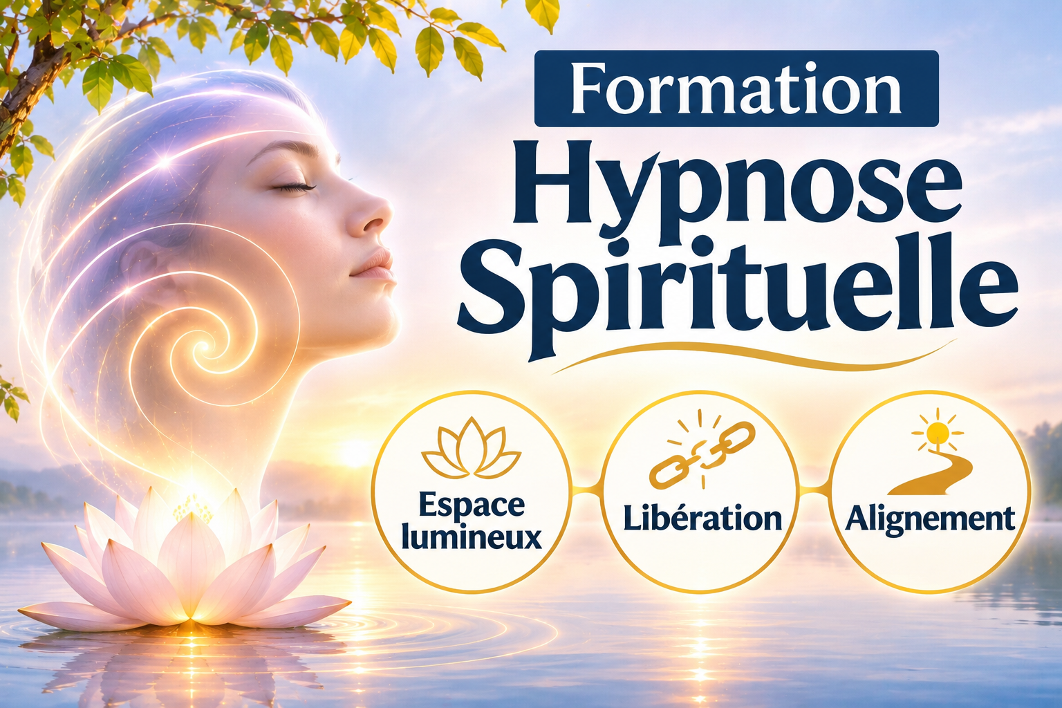 Affiche d’hypnose spirituelle au lever du soleil (1) Formation hypnose spirituelle liege